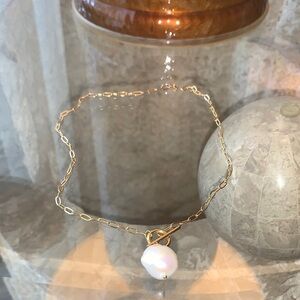Gold Chain Necklace with Pearl Pendant